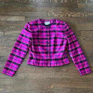 Maggy London 80s Raw Silk Plaid Blazer